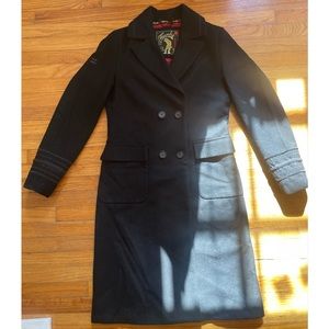 Superdry longline military coat Longer Length in Black Wool Blend Sz, Men’s sz S